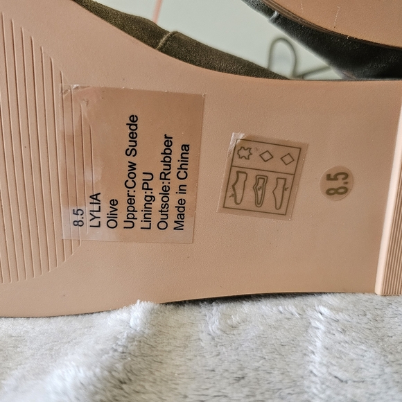 Sole Society Lylia Olive Gladiator Sandals Size 8.5 Cut Out Bohemian Cow Suede - Picture 7 of 10